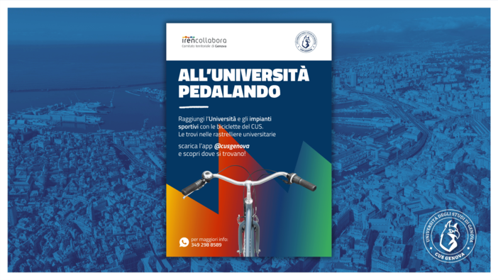 CUS GENOVA | Il CUS Genova per la mobilità sostenibile: al via il progetto &quot;All'Università… pedalando&quot; supportato dal Comitato Territoriale Genova di IREN