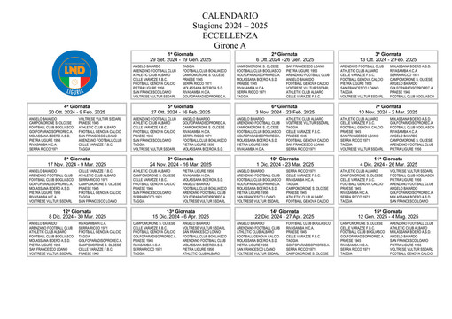 ECCELLENZA Ecco il calendario