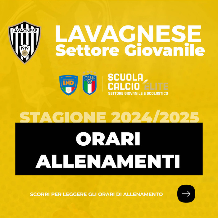 LAVAGNESE GIOVANILI - Iniziati gli allenamenti per tutte le leve e anche per le nuove squadre femminili - Orari allenamenti definitivi