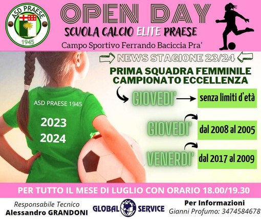 PRAESE Gli Open Day del femminile