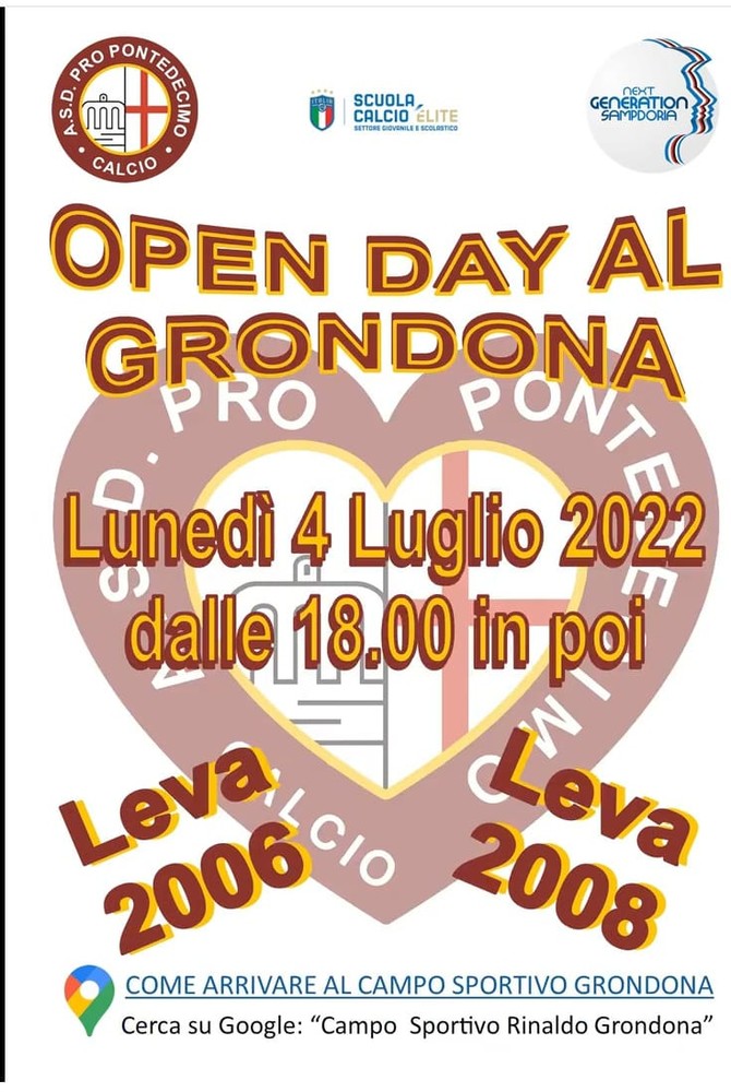 PRO PONTEDECIMO Partono gli Open Day